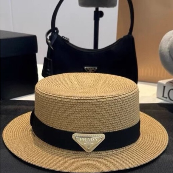 Prada Beige Straw Hat with Black Band - Picture 1 of 5